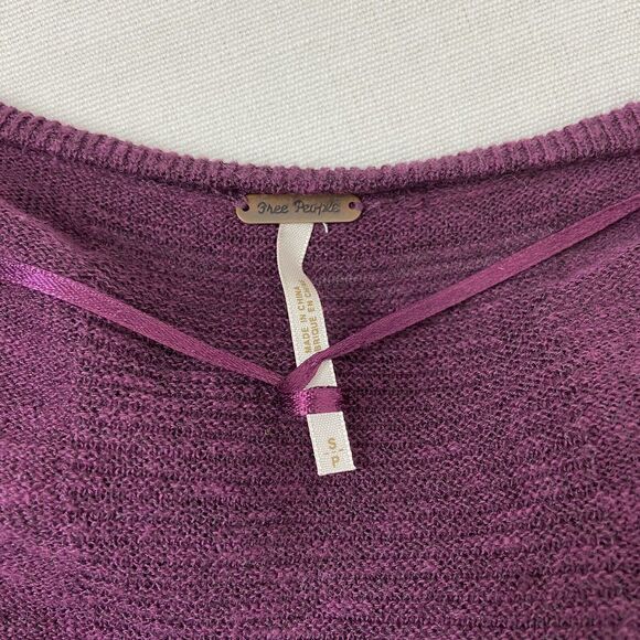 Free People Long Sleeve Lace Purple Sweater Plumberry Size Small Goth Academia - Picture 4 of 7